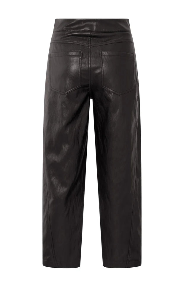reverse detail of Faux Leather Trousers with Seam Details