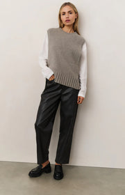 Faux Leather Trousers with Seam Details