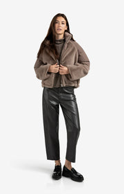 Faux Leather Trousers with Seam Details