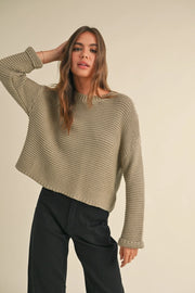 Oatmeal Round Neck Sweater Knitted Top