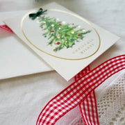 Happy Holidays Tree Hot-Foil Luxury Christmas Card with Bow