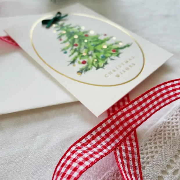 Happy Holidays Tree Hot-Foil Luxury Christmas Card with Bow