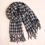 Charcoal Houndstooth Winter Scarf