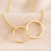 N038 Brushed Double Hoop Necklace in Gold