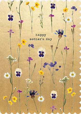 'Happy Mother's Day' Pressed Flower Gold Foil Greeting Card