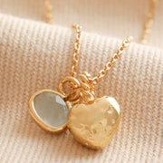 Heart and Moonstone Pendant Necklace