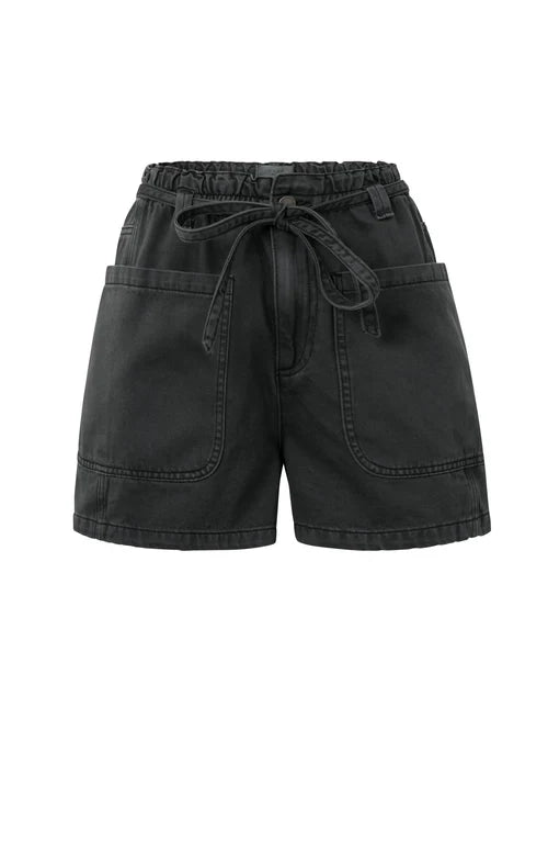 Washed Black High-Waist Shorts