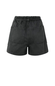 Washed Black High-Waist Shorts