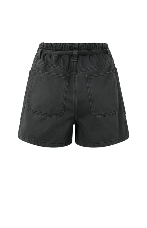 Washed Black High-Waist Shorts