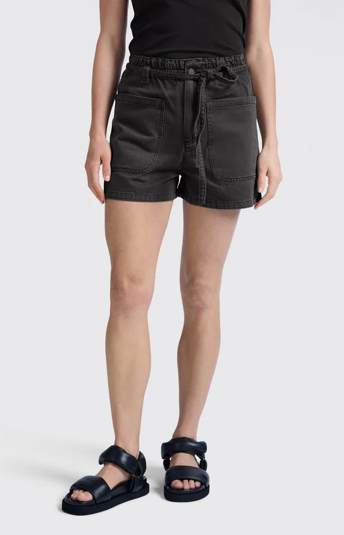 Washed Black High-Waist Shorts
