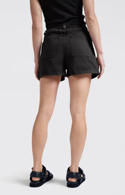 Washed Black High-Waist Shorts