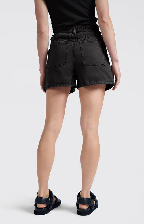 Washed Black High-Waist Shorts