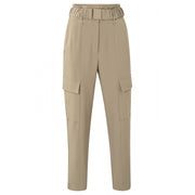 High waisted cargo trousers with belt, zip fly and pockets