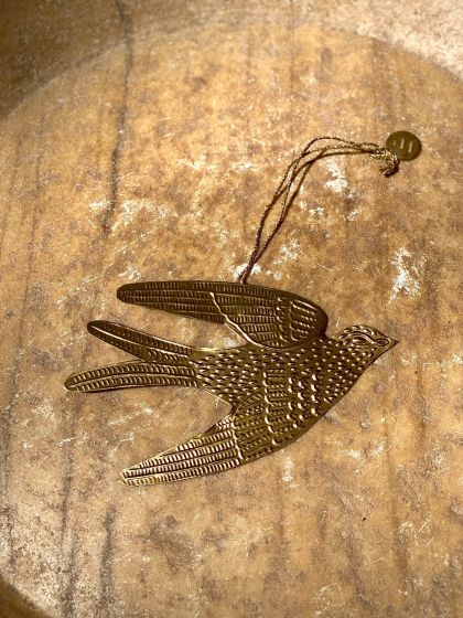Hanging Brass Swallow Decoration