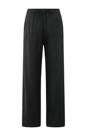 Washed Black Linen-blend trousers with wide legs