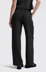 Washed Black Linen-blend trousers with wide legs