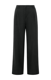 Washed Black Linen-blend trousers with wide legs