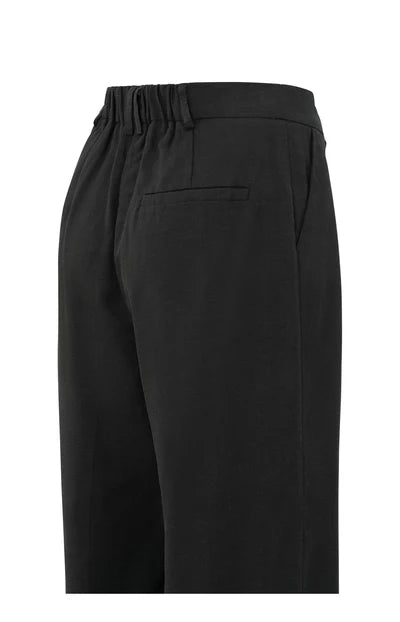 Washed Black Linen-blend trousers with wide legs