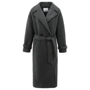 Long Bouclé Coat with belt and oversized fit in Anthracite Melange colour