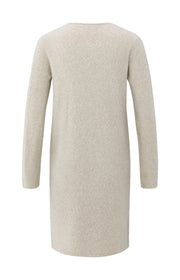 Long cardigan with cable-knit gilet layer