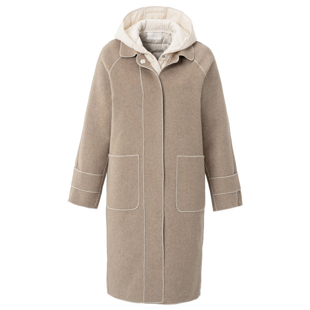 Long coat with quilted body warmer and pockets