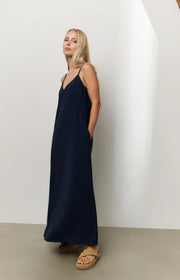 Long strappy dress with drawstring details