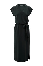 Long V-Neck T-Shirt Dress, Black