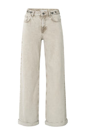 Light-colored roll hem jeans on a white background, YAYA