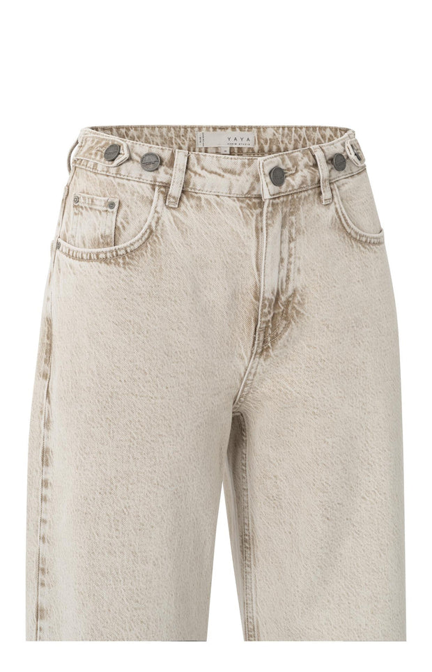 Yaya Loose fit jeans with wide legs and turned-up hems