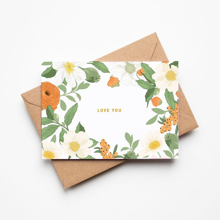 Love You Floral Greeting Card