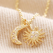Detail of Sun & Moon charm necklace from Lisa Angel