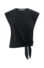 Sleeveless Black Top with Knot Detail