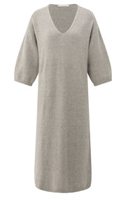 Knitted V-neck dress with short sleeves- From Victoria Shop