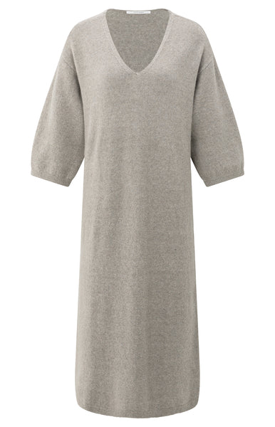 Knitted V-neck dress with short sleeves- From Victoria Shop