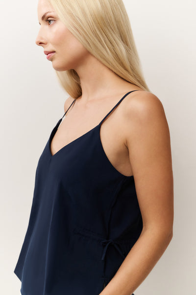 Strappy Navy Blue Top with drawstring detail at sides