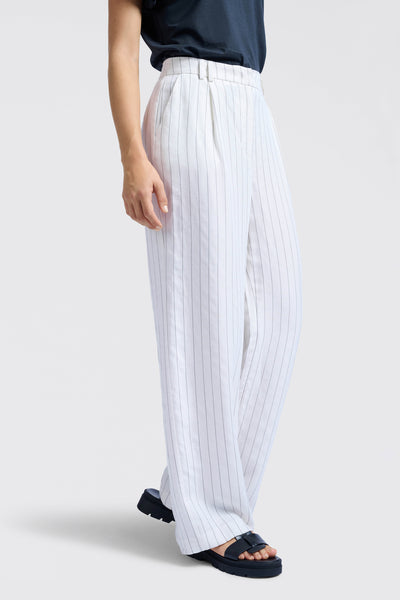 Yaya Striped Linen Blend Wide Leg Trousers