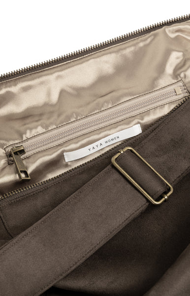 detail of Faux Suede Crossbody Bag with Zip