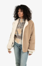Oversized Lammy Coat With Raglan Sleeves