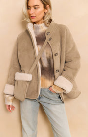 Oversized Lammy Coat With Raglan Sleeves