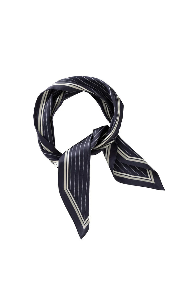 Navy striped scarf  on a white background