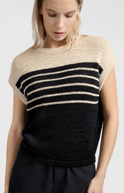 Sleeveless knitted top with stripes, YAYA