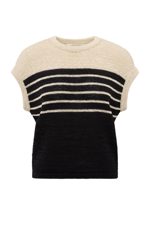 Sleeveless knitted top with stripes