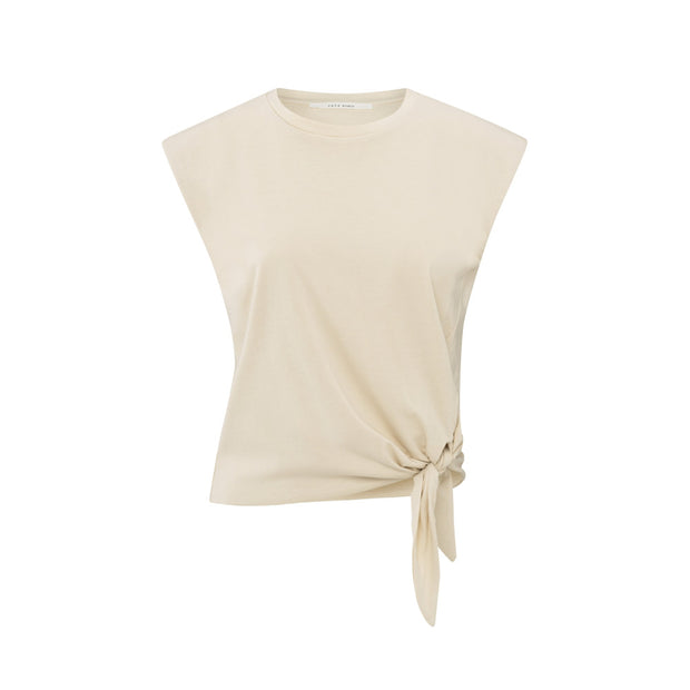 Sleeveless Top with Knot Detail in summer sand colour