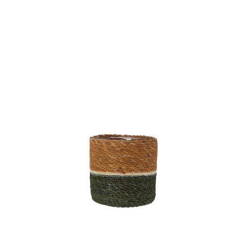 Small Green/Natural Stripe Jute Pot
