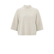 Soft sweater with high neck and three-quarter sleeves