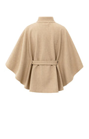 Camel Soft Woven Poncho With Collar and Belt