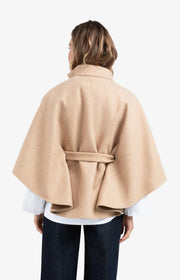 Camel Soft Woven Poncho With Collar and Belt