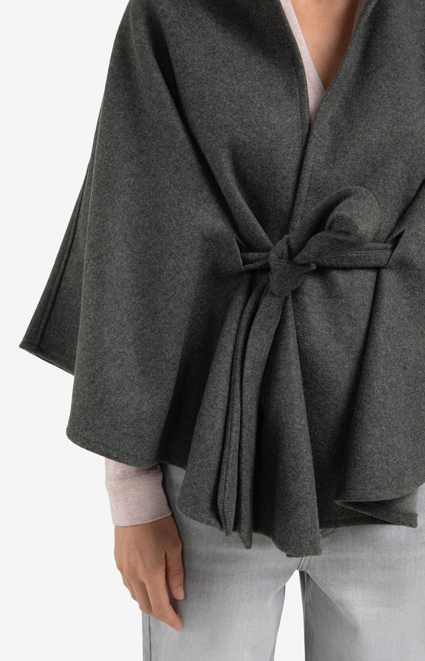 Soft Woven Poncho With Collar and Belt
