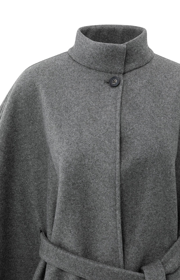 Soft Woven Poncho With Collar and Belt