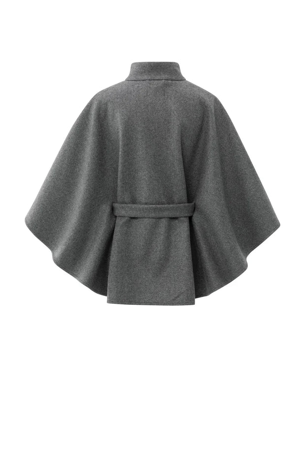 Soft Woven Poncho With Collar and Belt